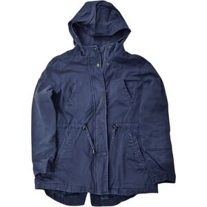 Maralyn & Me Navy Blue Utility Jacket Aztec Hooded Medium